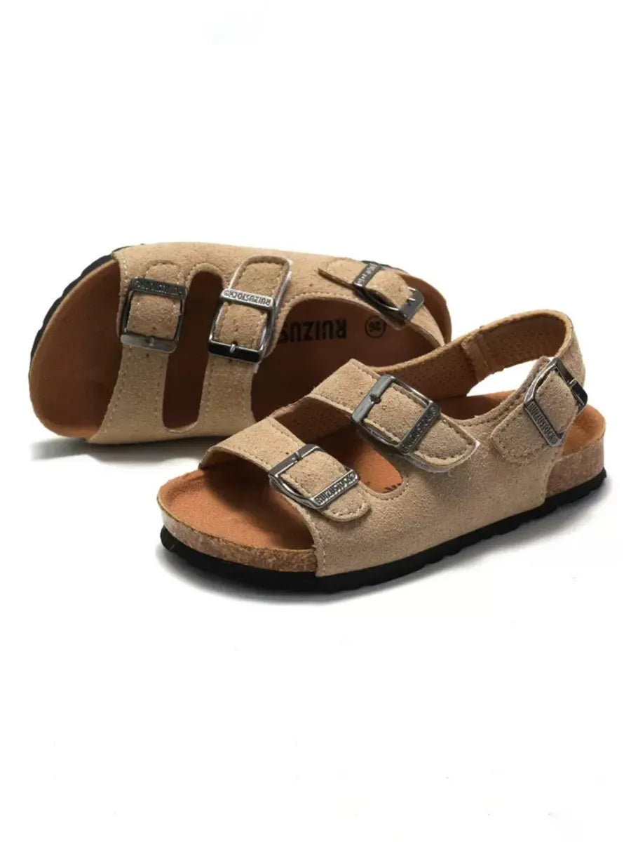 Pellura Khaki Kids Cork Sandals