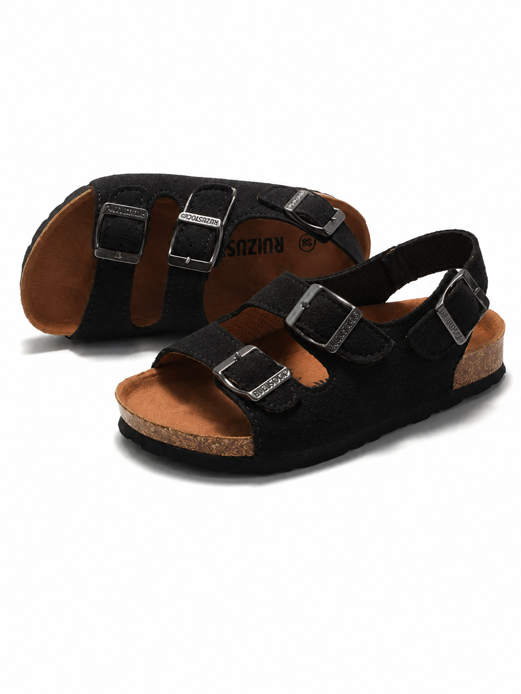 Pellura Black Kids Cork Sandals